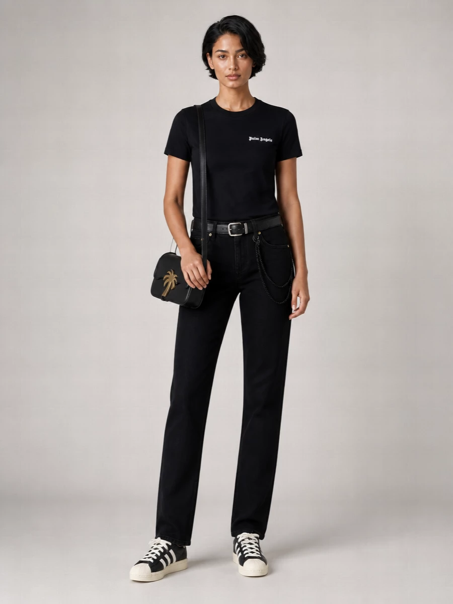 Palm Angels Cotton Ribbed Crew-Neck Fitted T-Shirt