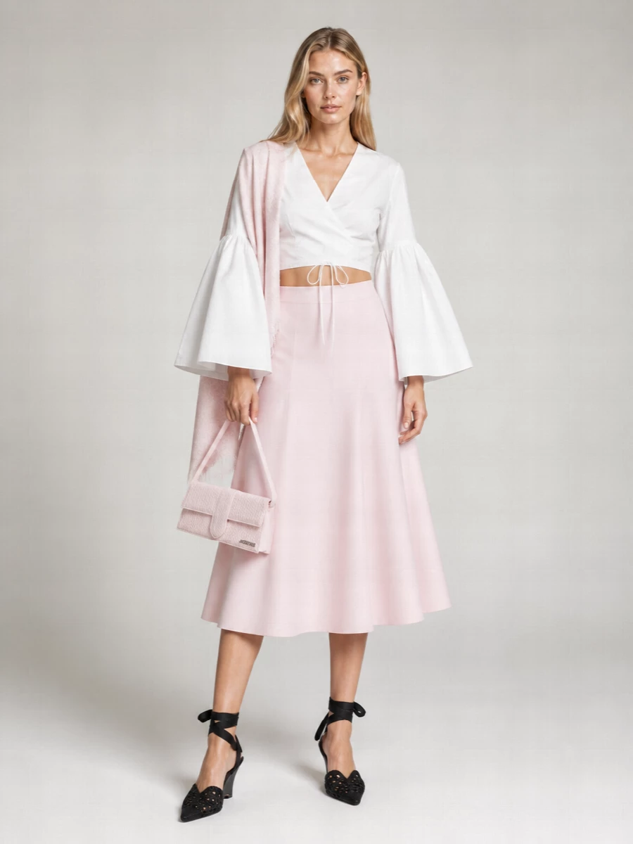 Jacquemus Cotton Cropped Wrap V-Neck Long-Sleeve Blouse