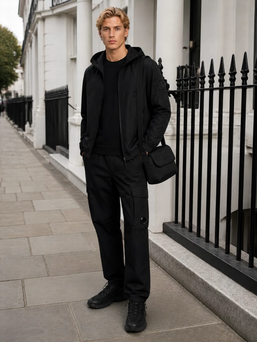 Cp company black cargo outfit salomon sneakers