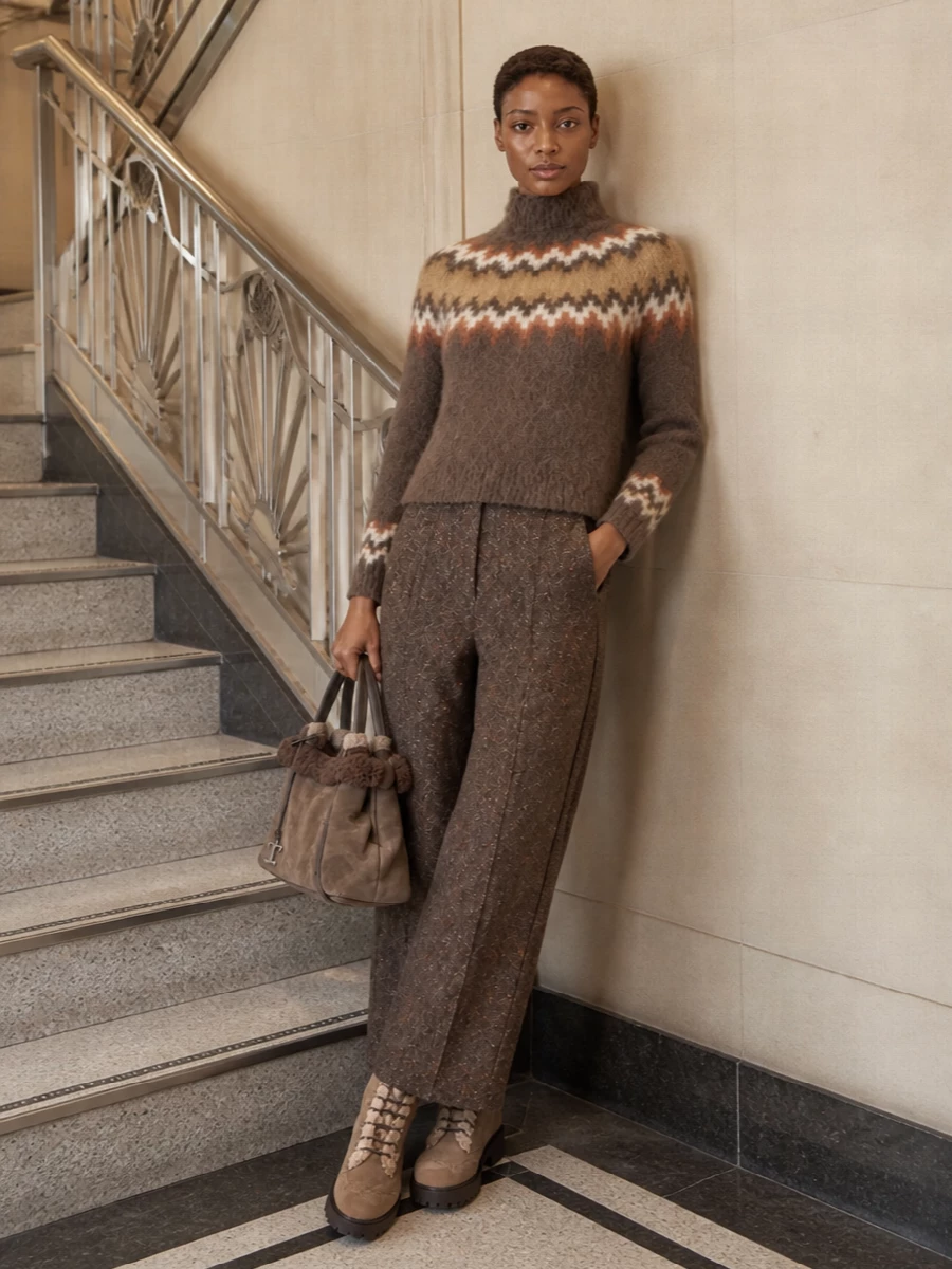 Moncler wide leg trousers pt torino knit outfit