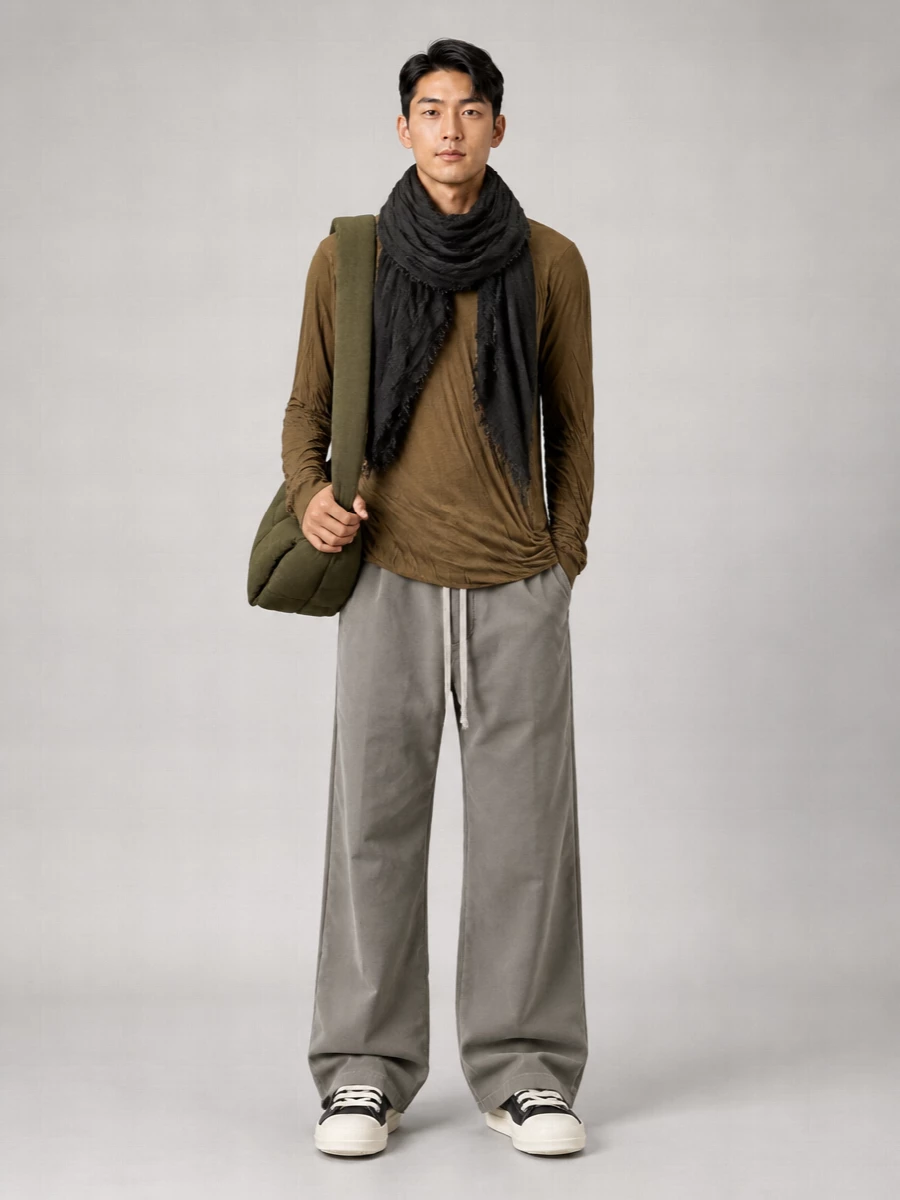 Rick Owens Cotton Wide-Leg Trousers