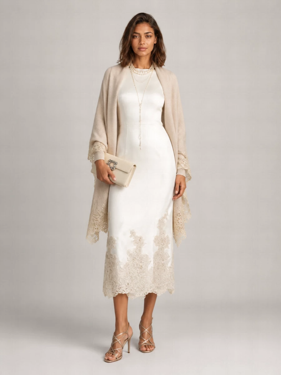 Ermanno Scervino silk lace-panel straight skirt