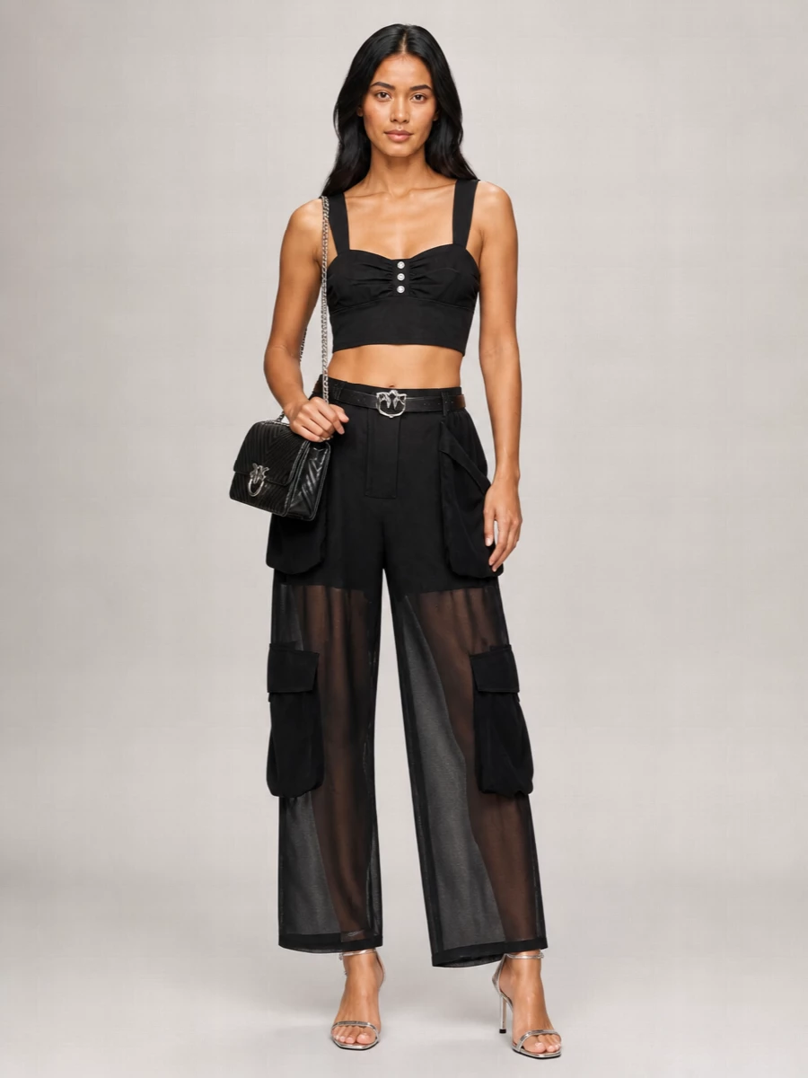 Pinko Journey Cropped Button Detail Top