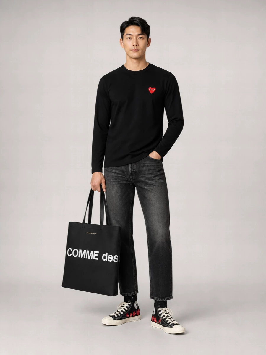 Comme Des Garçons Cotton Long-Sleeve Logo T-Shirt