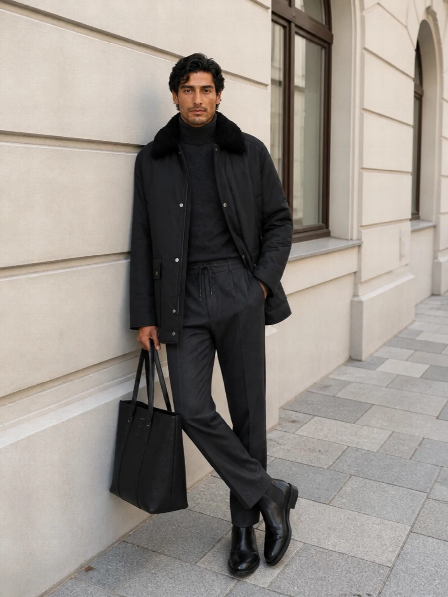 Maison margiela parka turtleneck chelsea boots