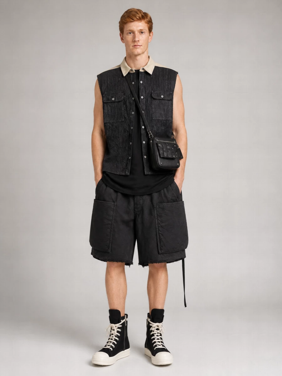 Rick Owens Drkshdw Denim Sleeveless Shirt Jacket