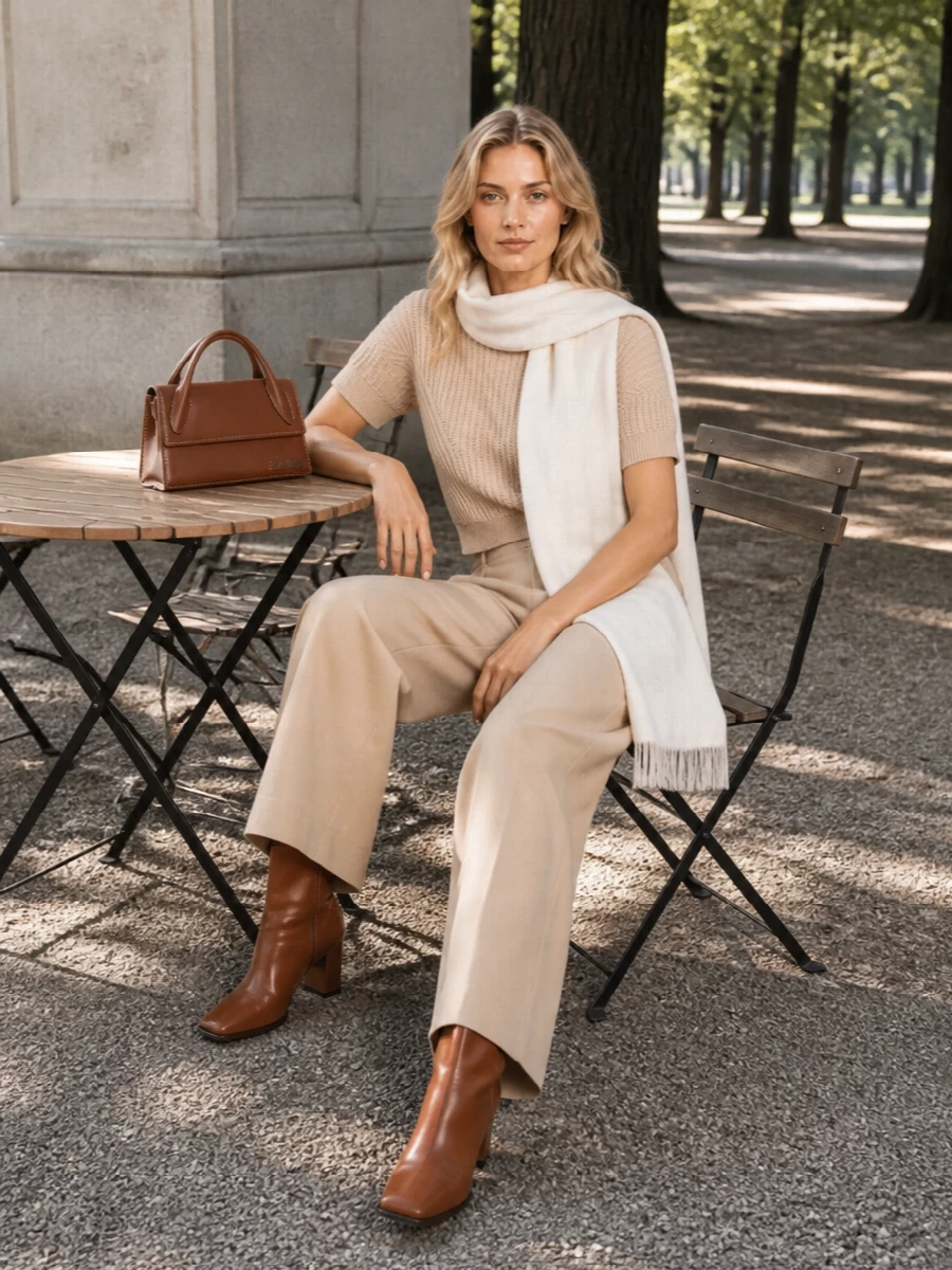 Sportmax beige knit camel wide leg trousers