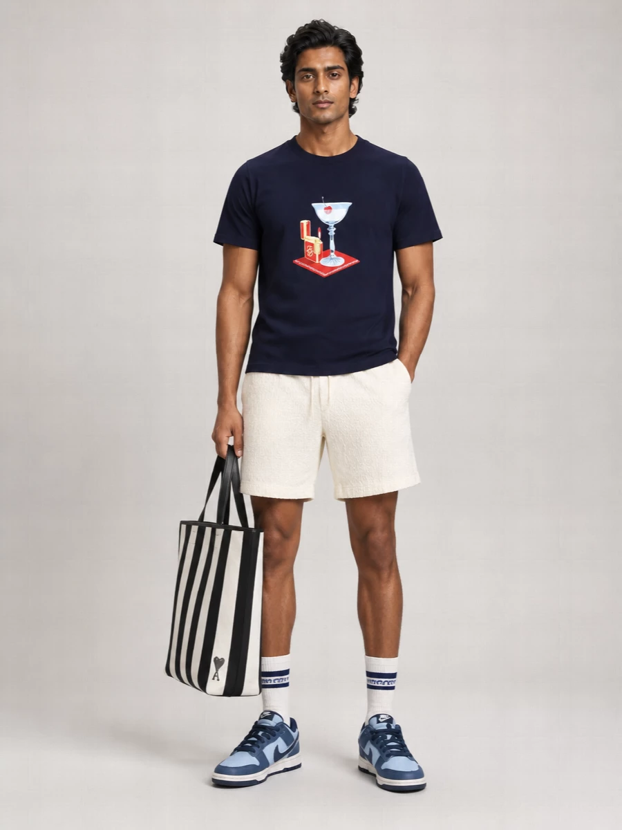 Ami Paris Striped Canvas Tote Bag