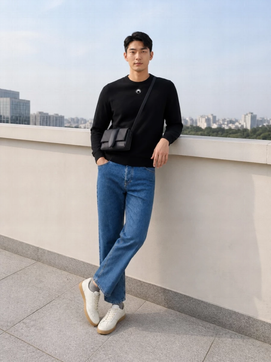 Marine serre denim black knit margiela sneakers