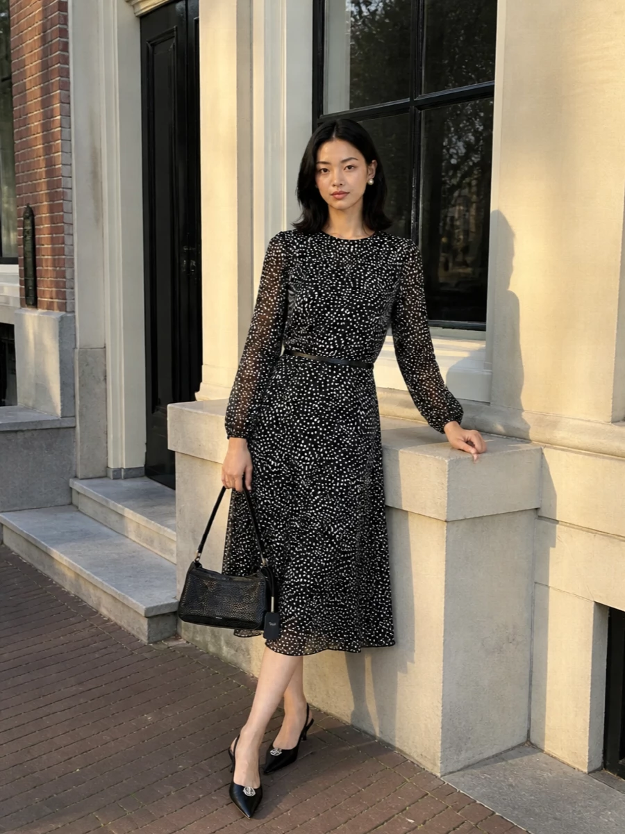 Max mara polka dot midi dress kitten heels