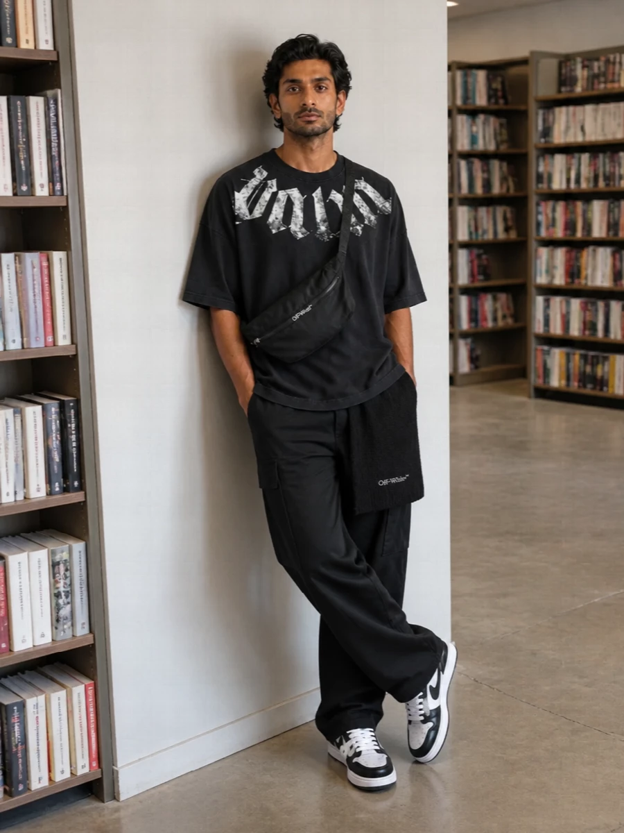 Palm angels tee cargo pants off white sneakers