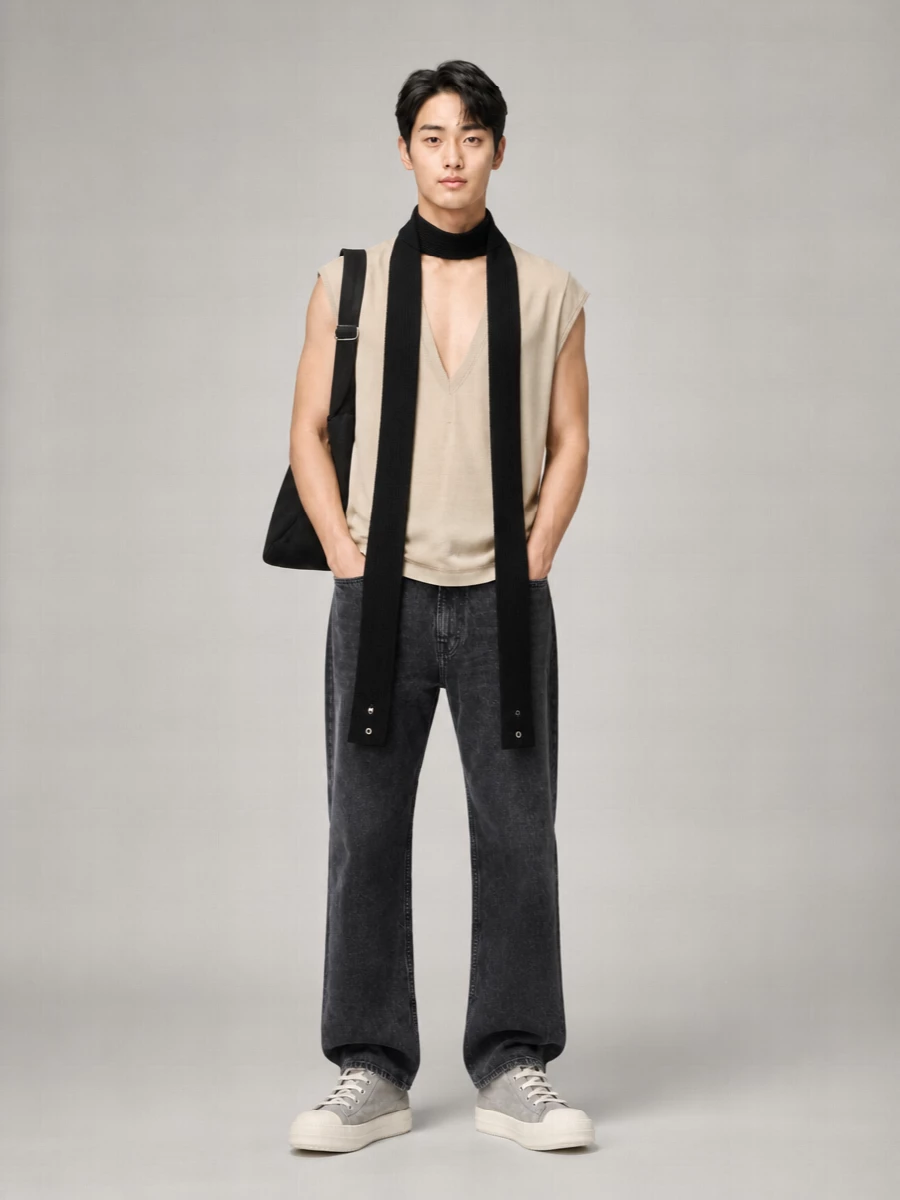 Rick Owens Cotton Semi-Transparent Elongated V-Neck T-Shirt