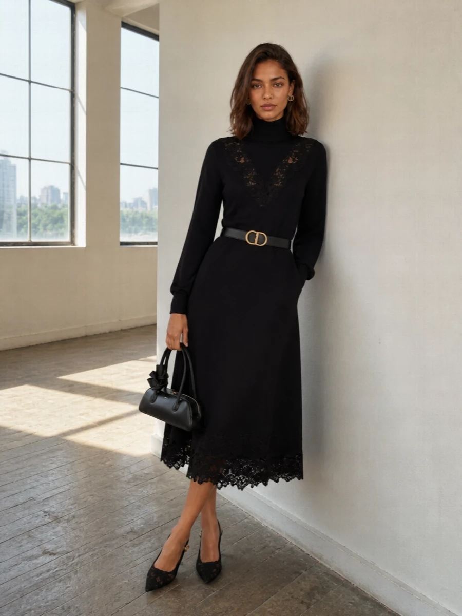 Zimmermann black lace dress slingback heels