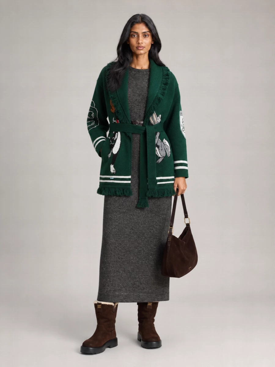 Alanui Wool Fringed Shawl Collar Belted Cardigan