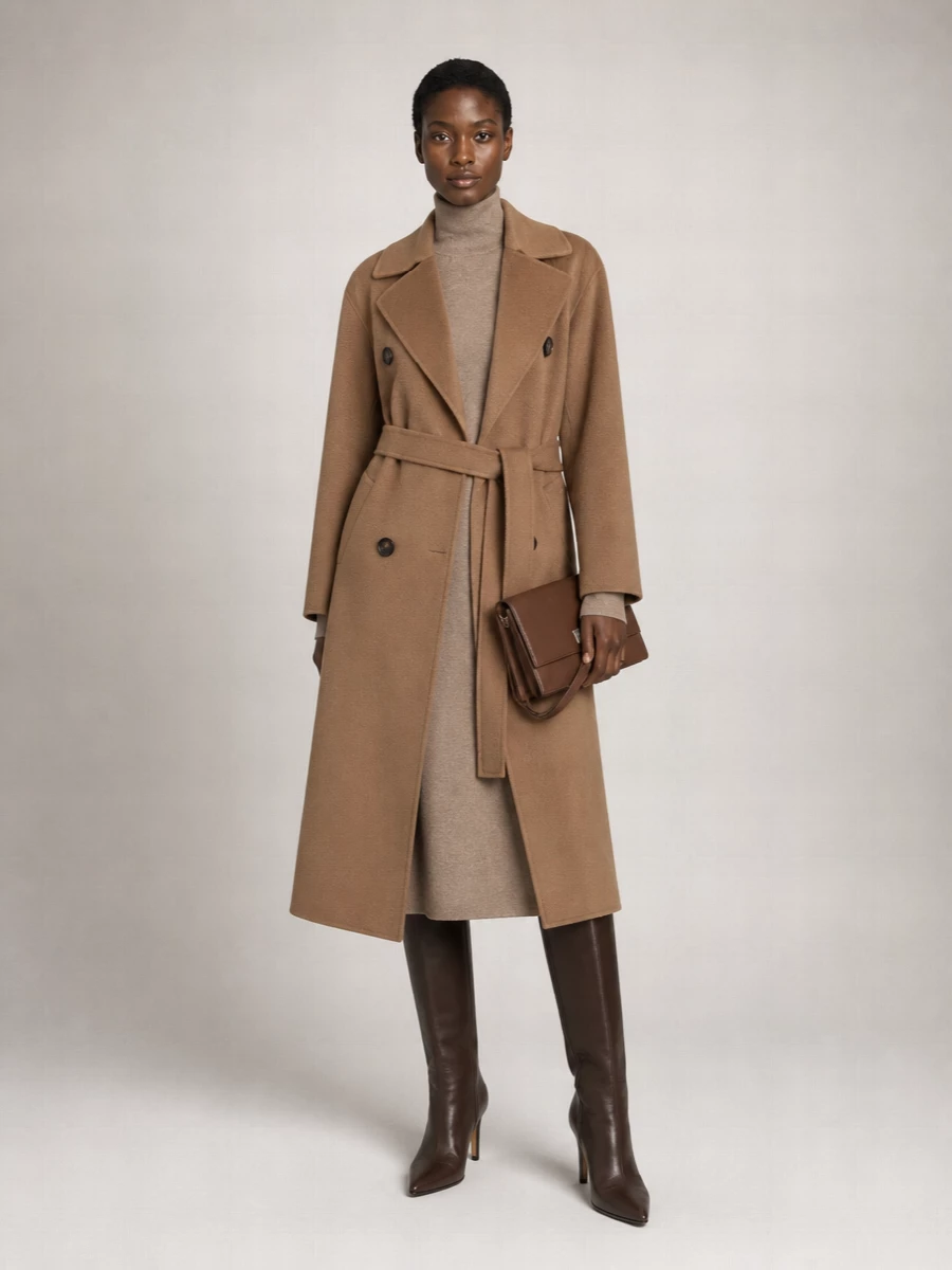 S Max Mara Cashmere Wool Belted Single-Breasted Coat