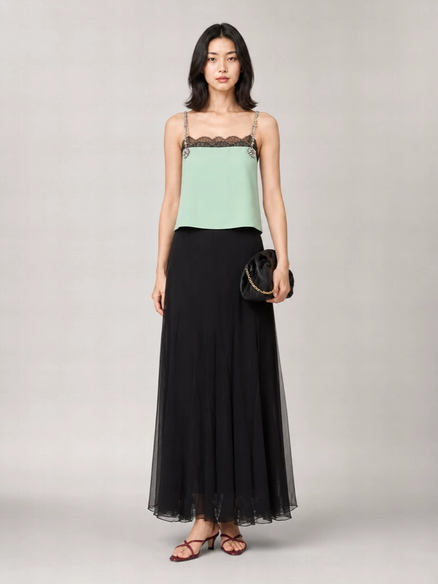 Valentino Garavani Silk-Blend Lace-Trim Mini Dress