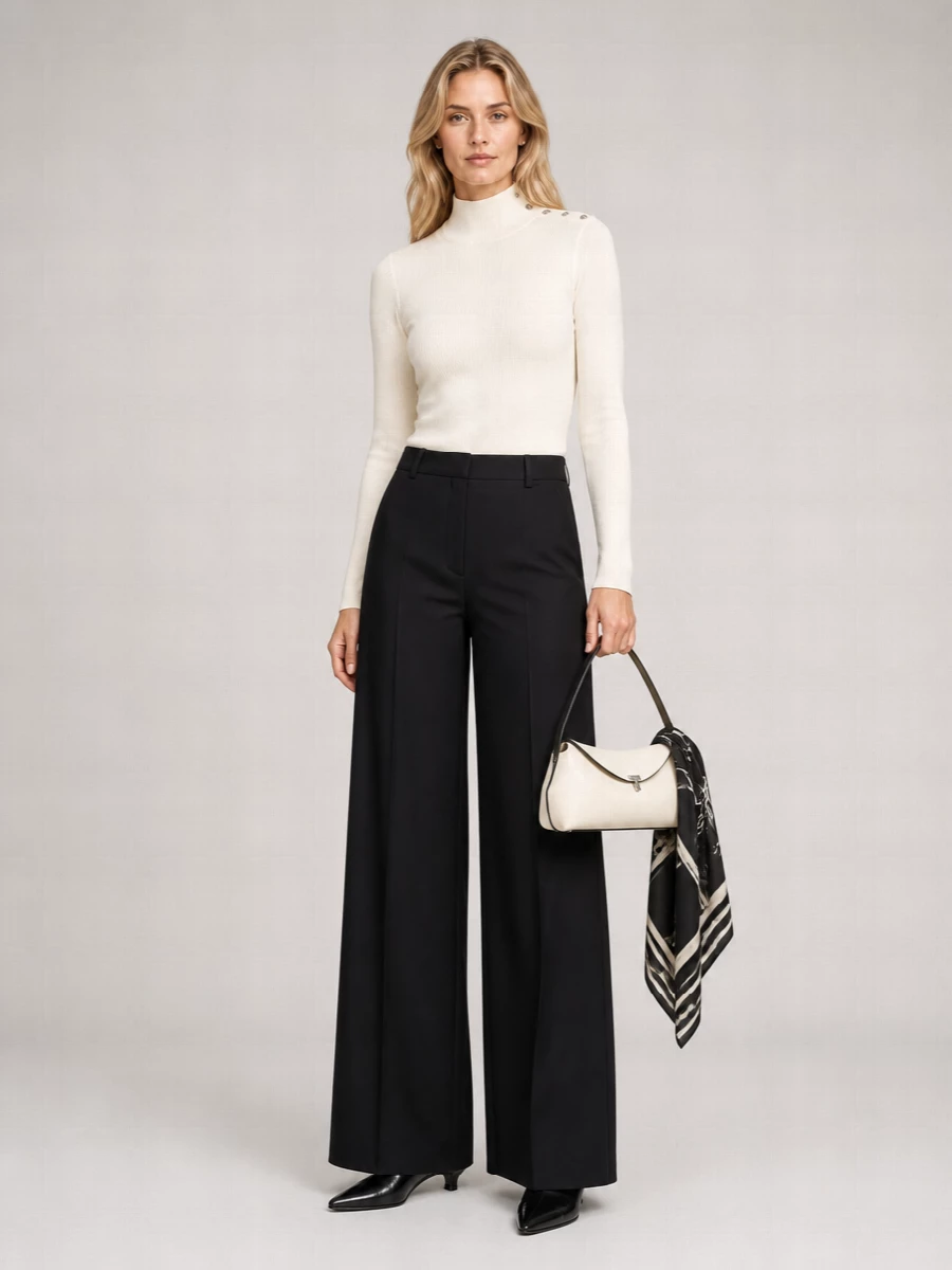 Totême Wool Ribbed Turtleneck Sweatshirt