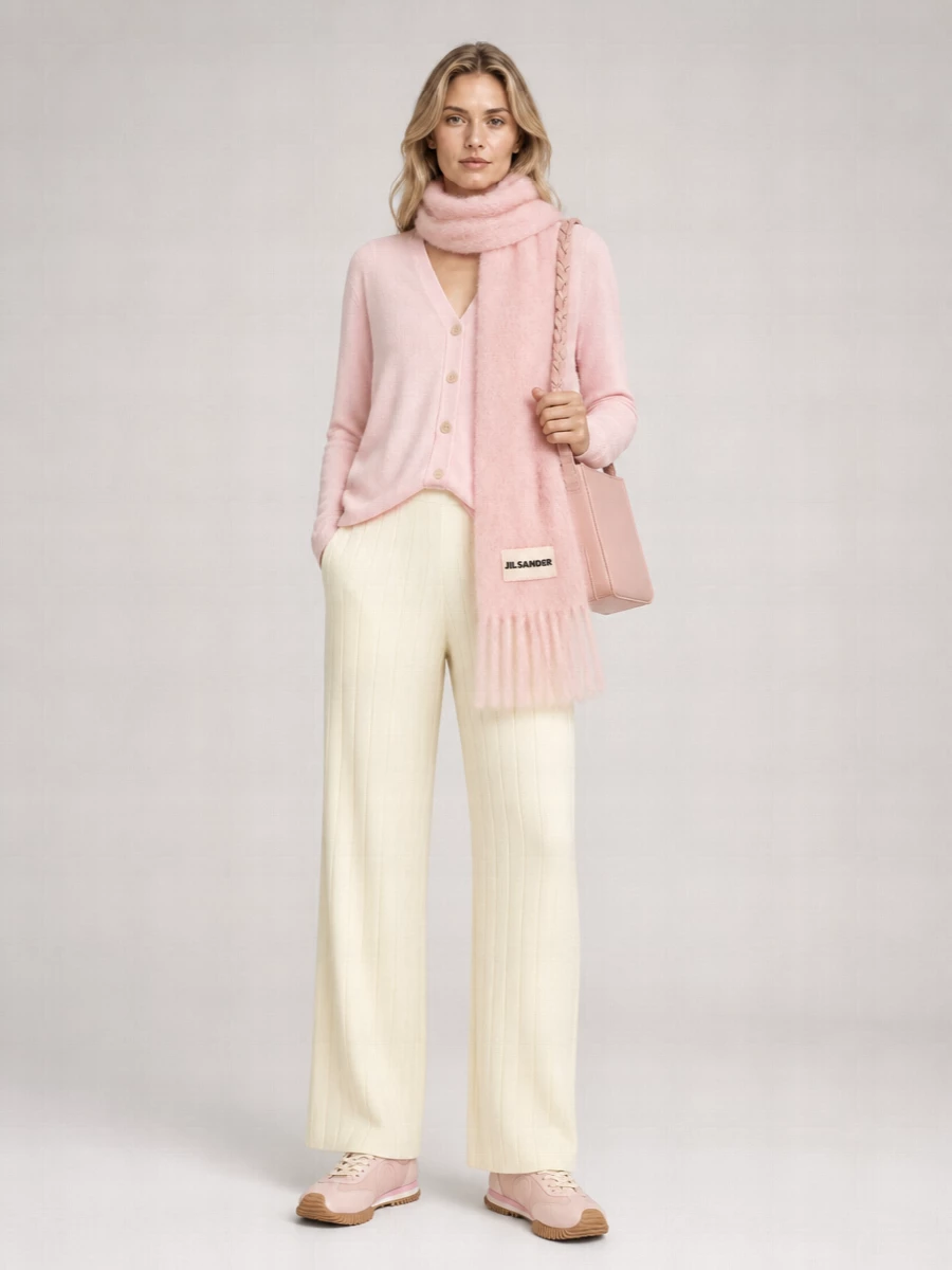 Guest In Residence Cashmere Ribbed Cropped Striped Crewneck Sweater
