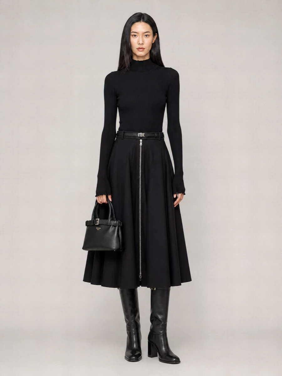 Prada cashmere wool full skirt