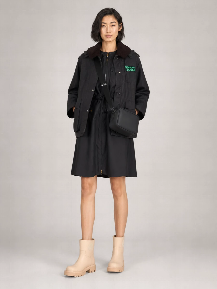 Barbour Checked Waxed Cotton Hooded Duffle Coat