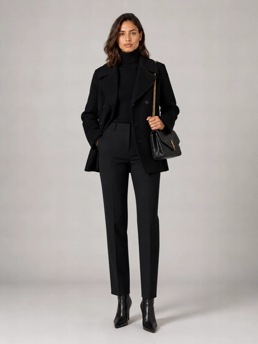Saint Laurent Virgin Wool Double-Breasted Peacoat