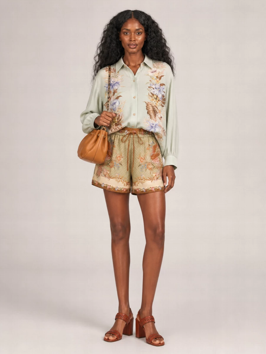 Zimmermann Silk Relaxed Printed Shorts