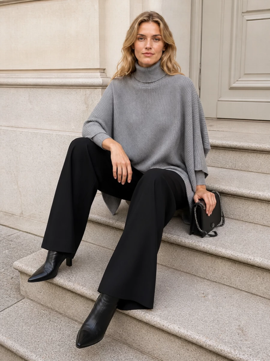 Stella mccartney poncho black wide leg trousers