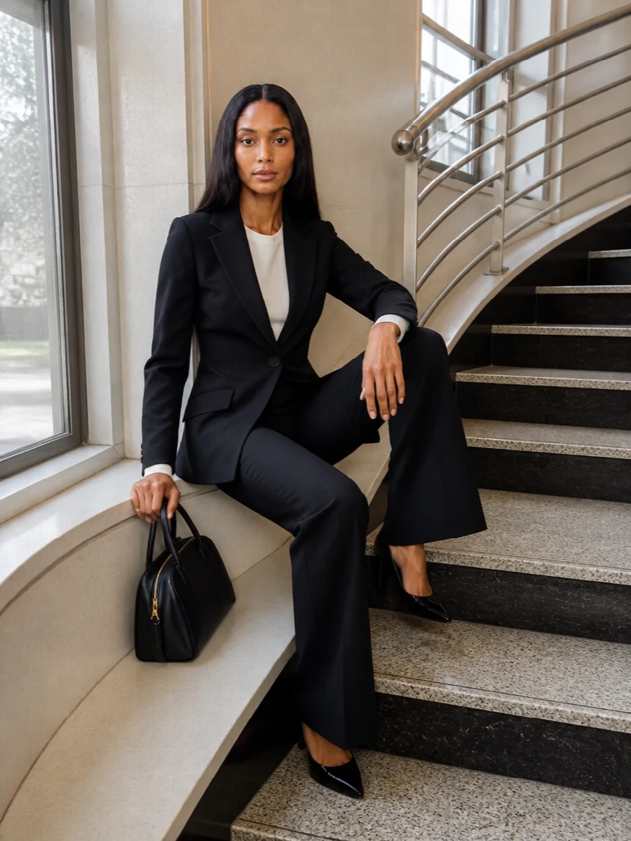 Givenchy black blazer with flared trousers