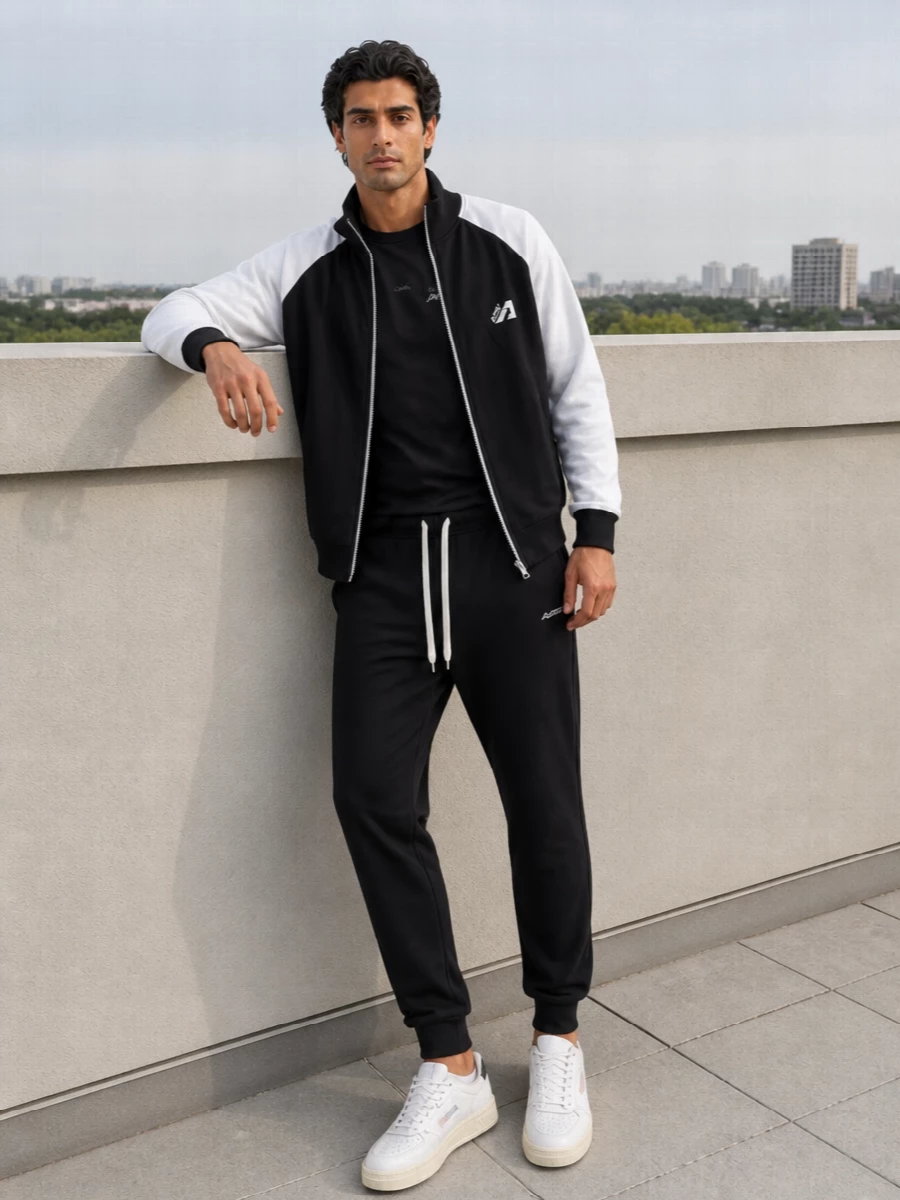 Autry track jacket joggers sneakers outfit