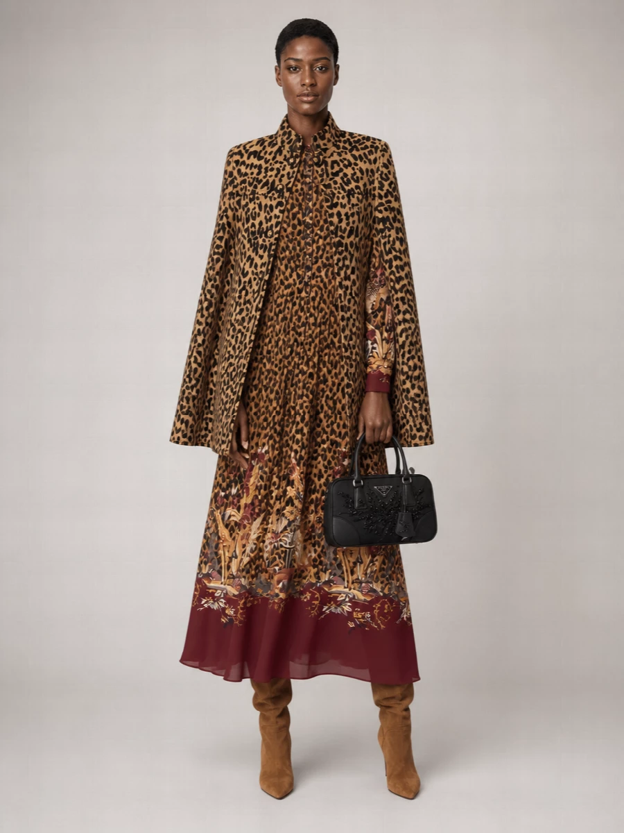 Valentino Garavani Wool Leopard Print Cape