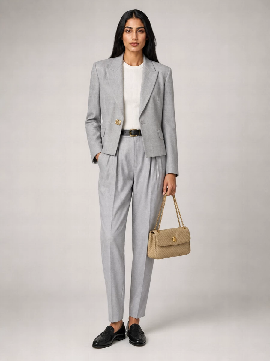 Bottega Veneta cotton checked double-breasted suit jacket