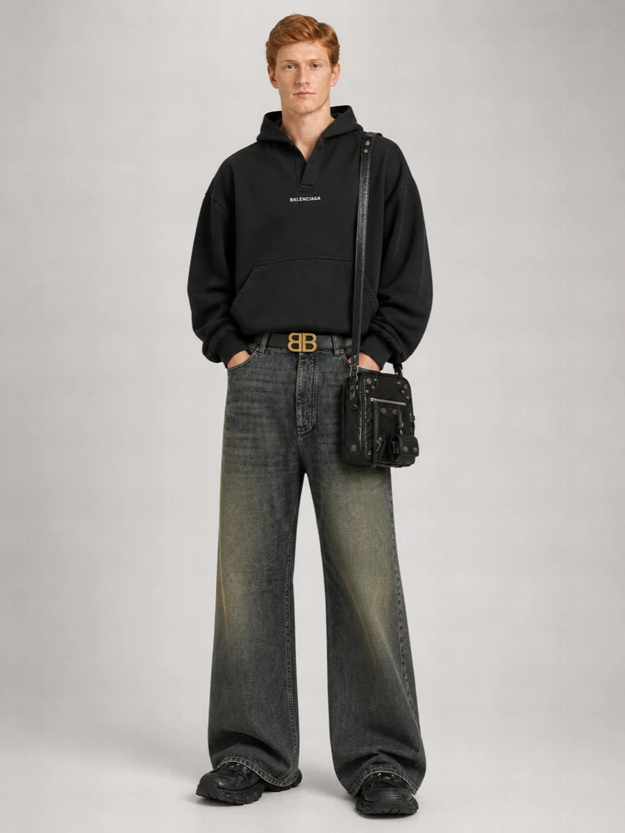 Balenciaga Denim Wide-Leg Jeans