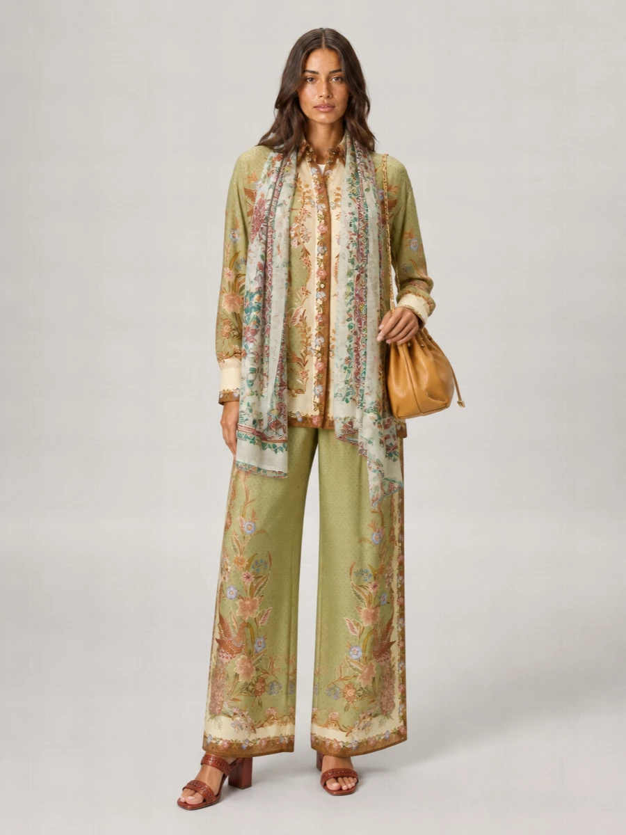Zimmermann Silk Floral-Print High-Rise Wide-Leg Trousers