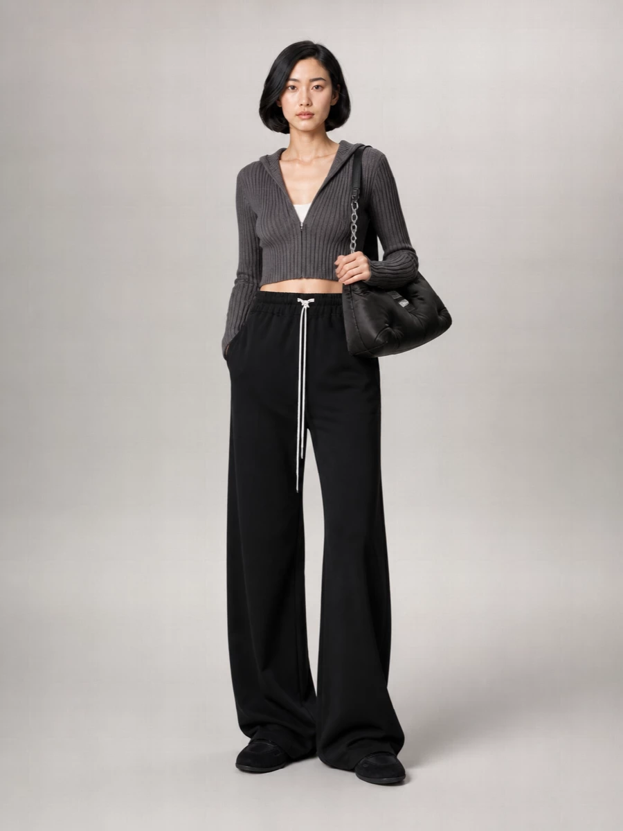 Rick Owens Wool V-Neck Long-Sleeve Ribbed Sweatshirt