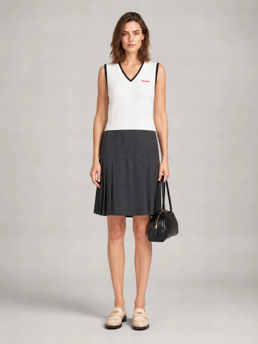 Miu Miu Ribbed Cashmere V-Neck Vest
