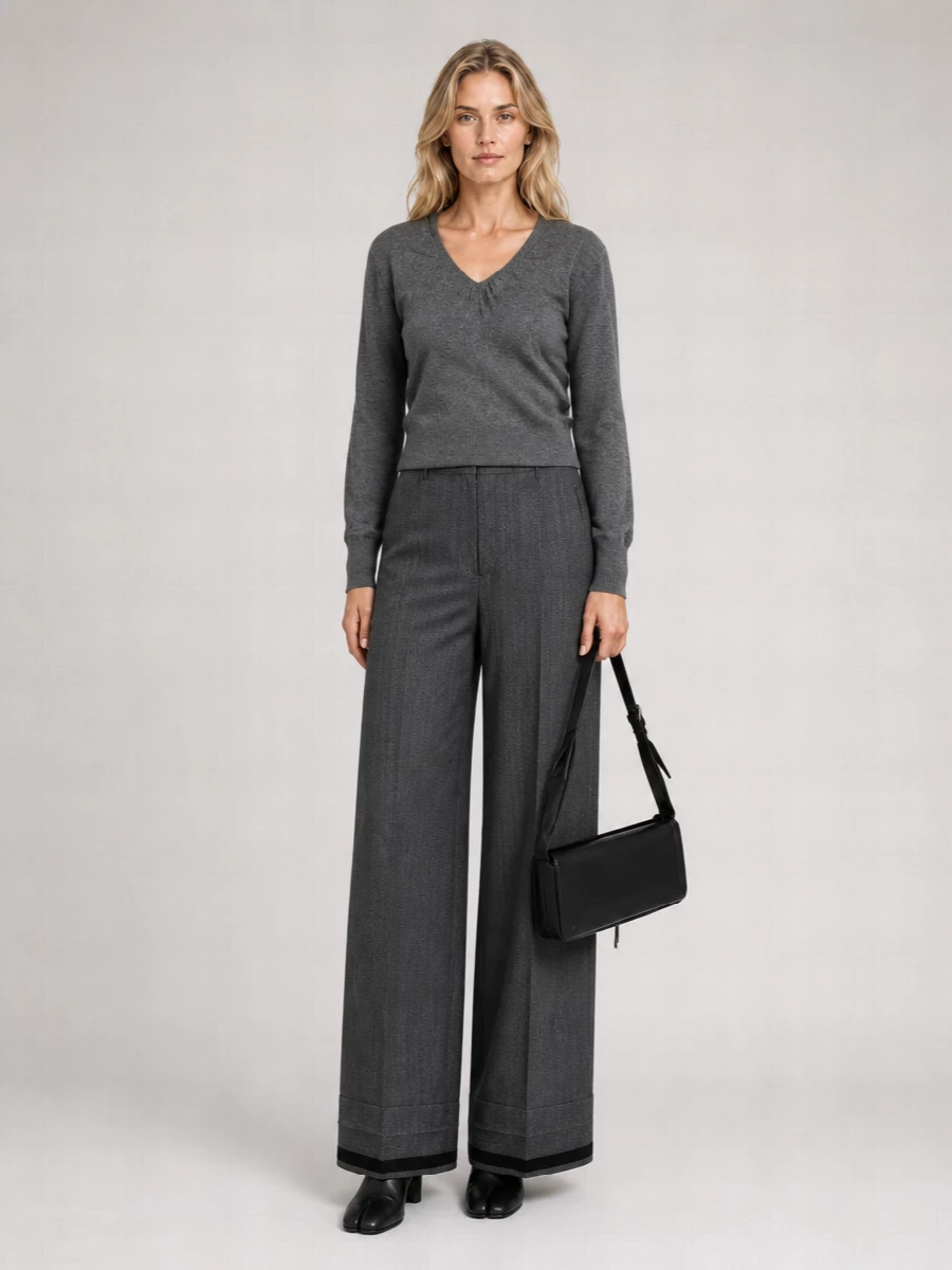 Maison Margiela Virgin Wool Gathered V-Neck Sweater
