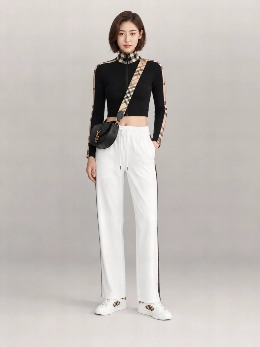 Burberry High-Neck Cropped Long-Sleeve Jersey Sweatshirt