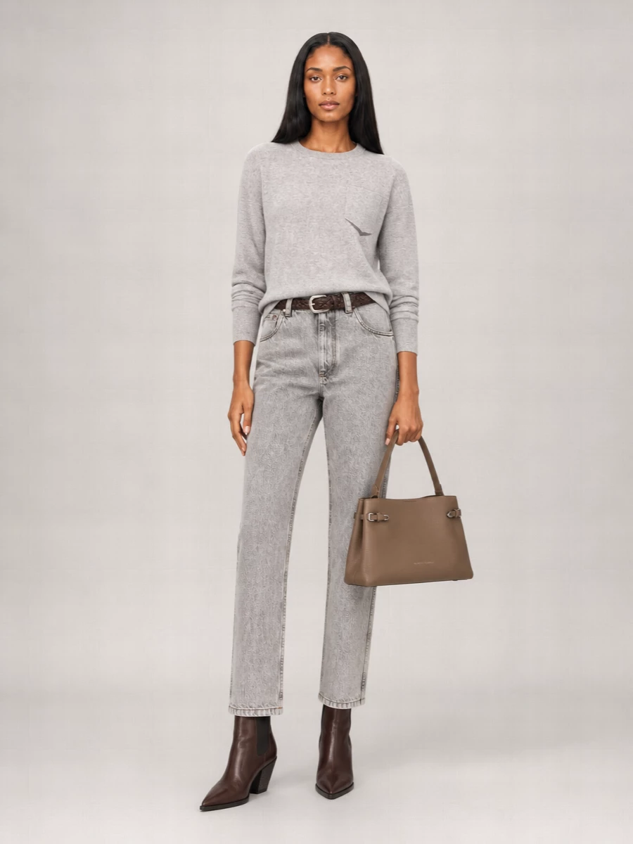 Brunello Cucinelli Cotton Mid-Rise Tapered Jeans