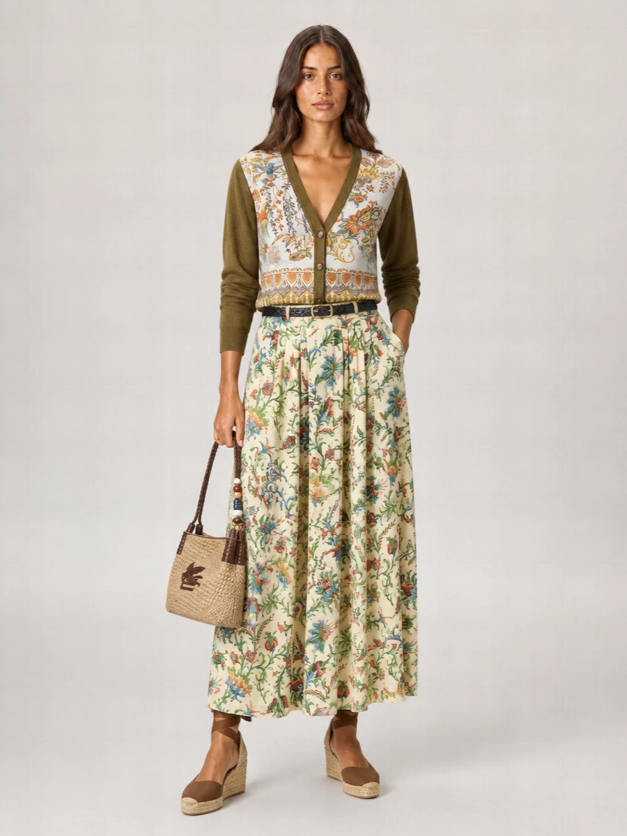 Etro Paisley Silk Insert Cardigan
