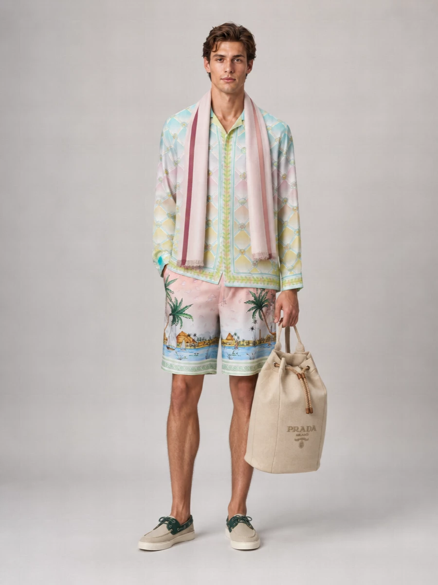 Casablanca Silk Printed Swim Shorts