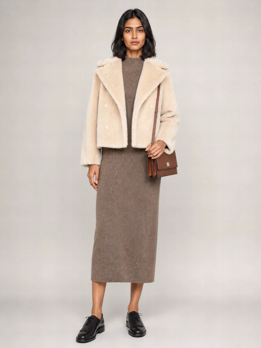Max Mara alpaca teddy biker jacket