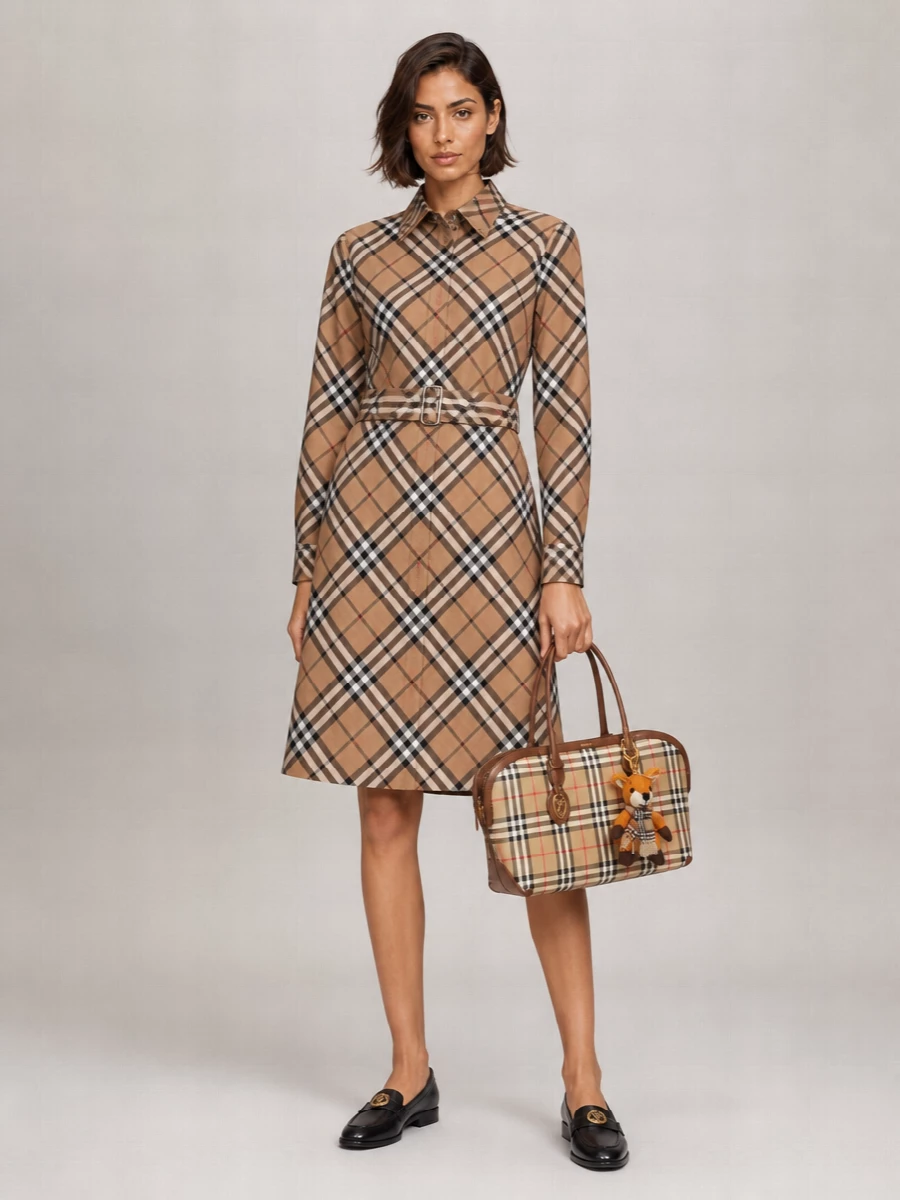 Burberry Check Small Cotton Tote Bag