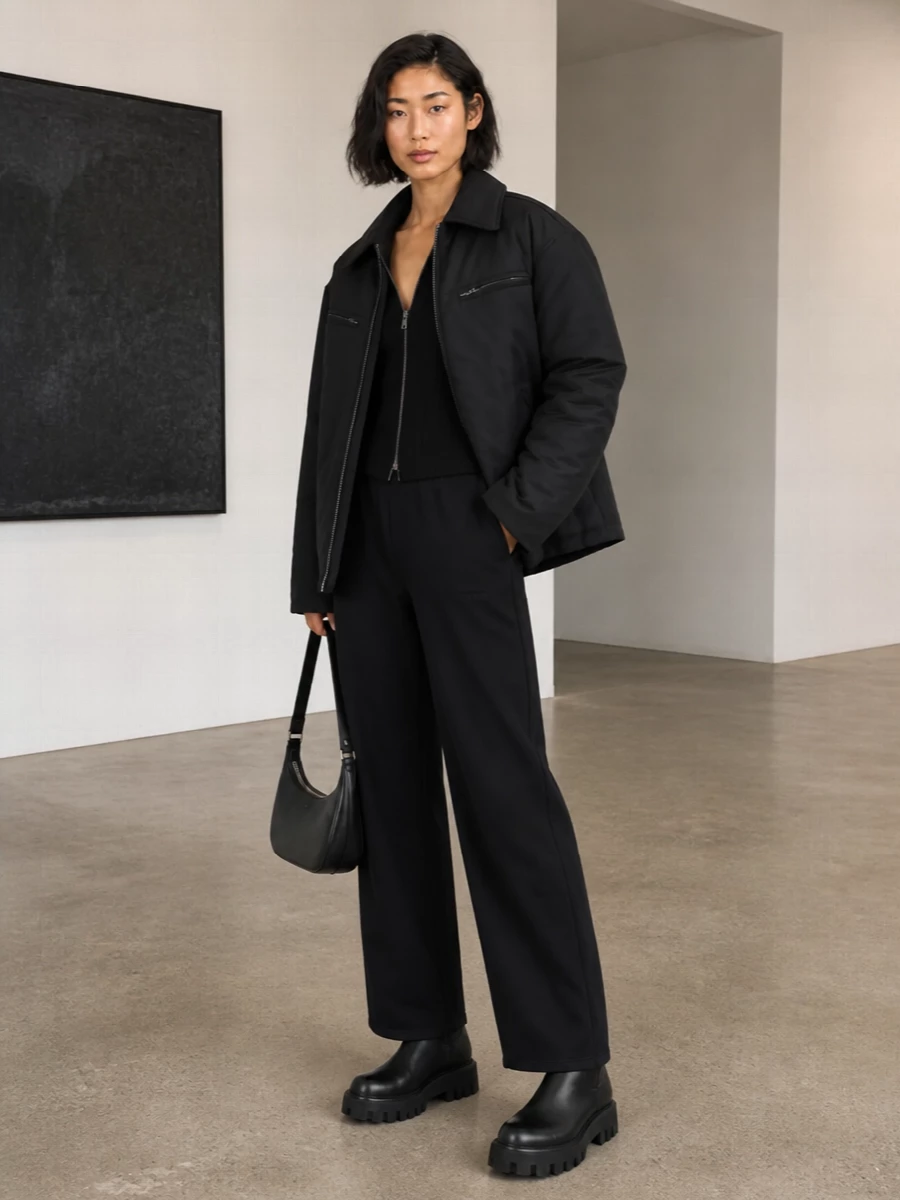 Alexander wang parka black pants mcqueen boots