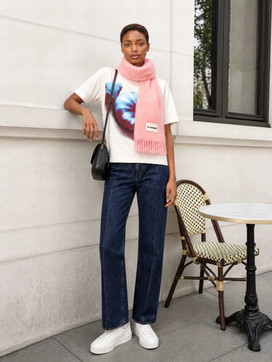 Jil sander graphic tee straight jeans sneakers