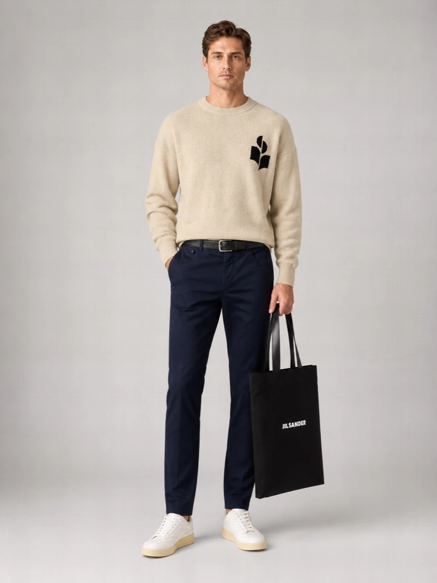 Isabel Marant Fine-Knit Logo-Print Crewneck Sweater