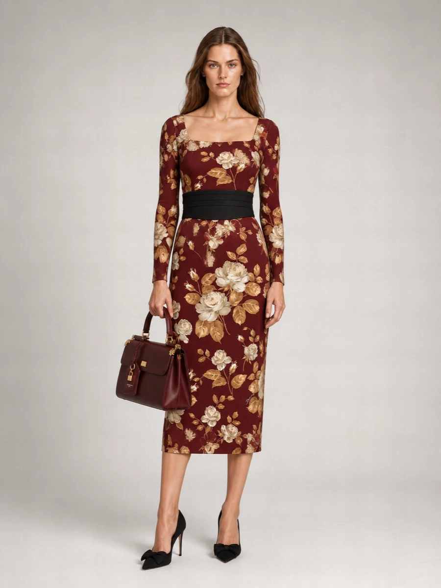 Dolce&Gabbana Printed Satin Midi Dress