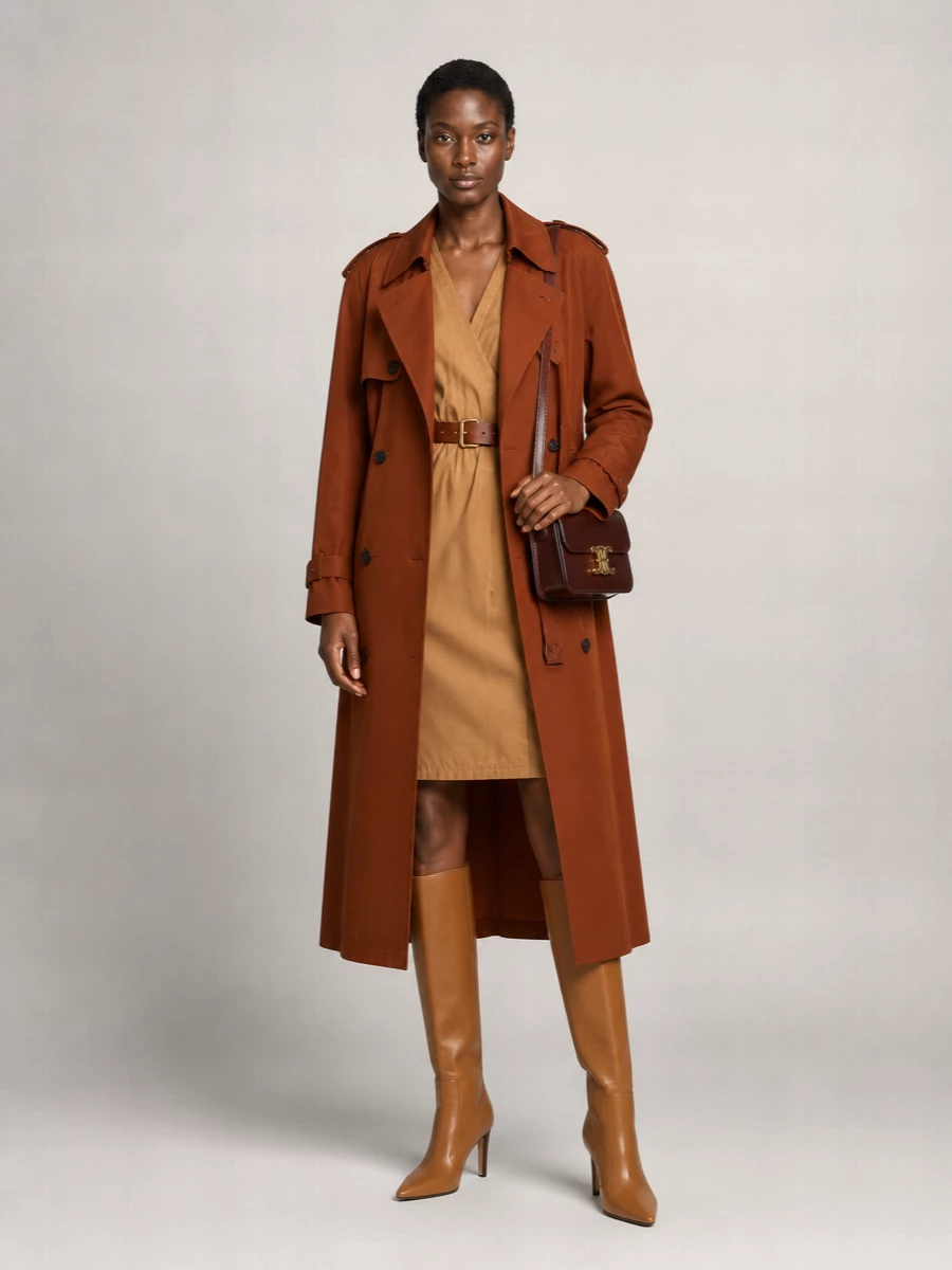 Saint Laurent Cotton Silk Double-Breasted Belted Trench Coat