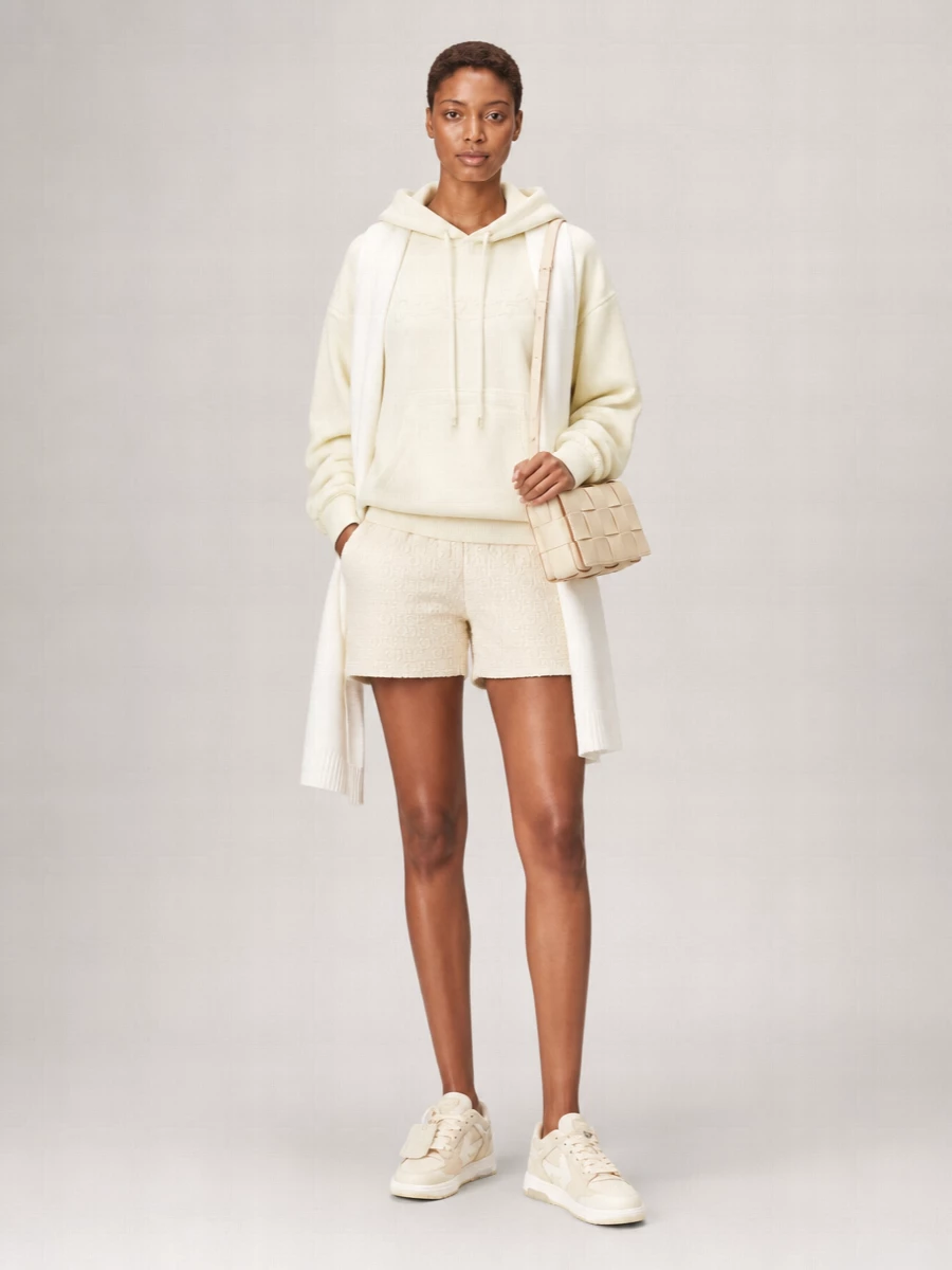 Off-White Cotton Jacquard Terry Relaxed-Fit Shorts