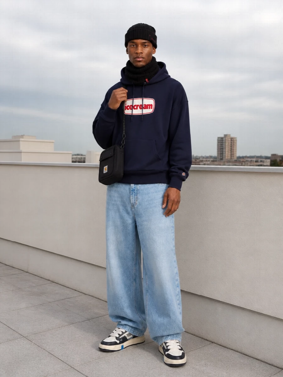 Icecream hoodie carhartt wide jeans sneakers