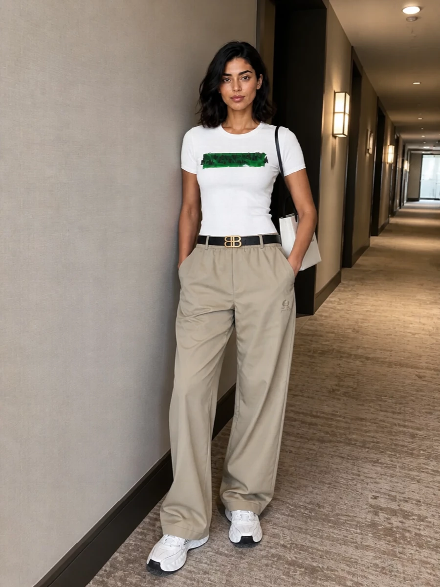 Balenciaga tee wide leg trousers sneakers